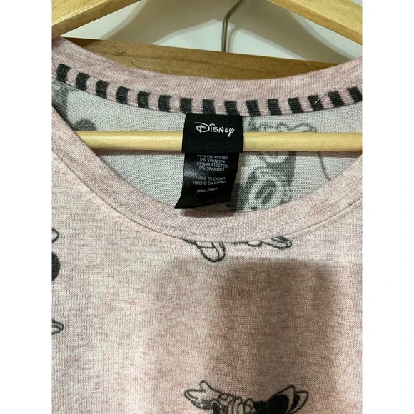 Disney Mickey‎ Mouse Pajama Set Women's Small Pink Long Sleeve Pants Sleepwear - Picture 2 of 4